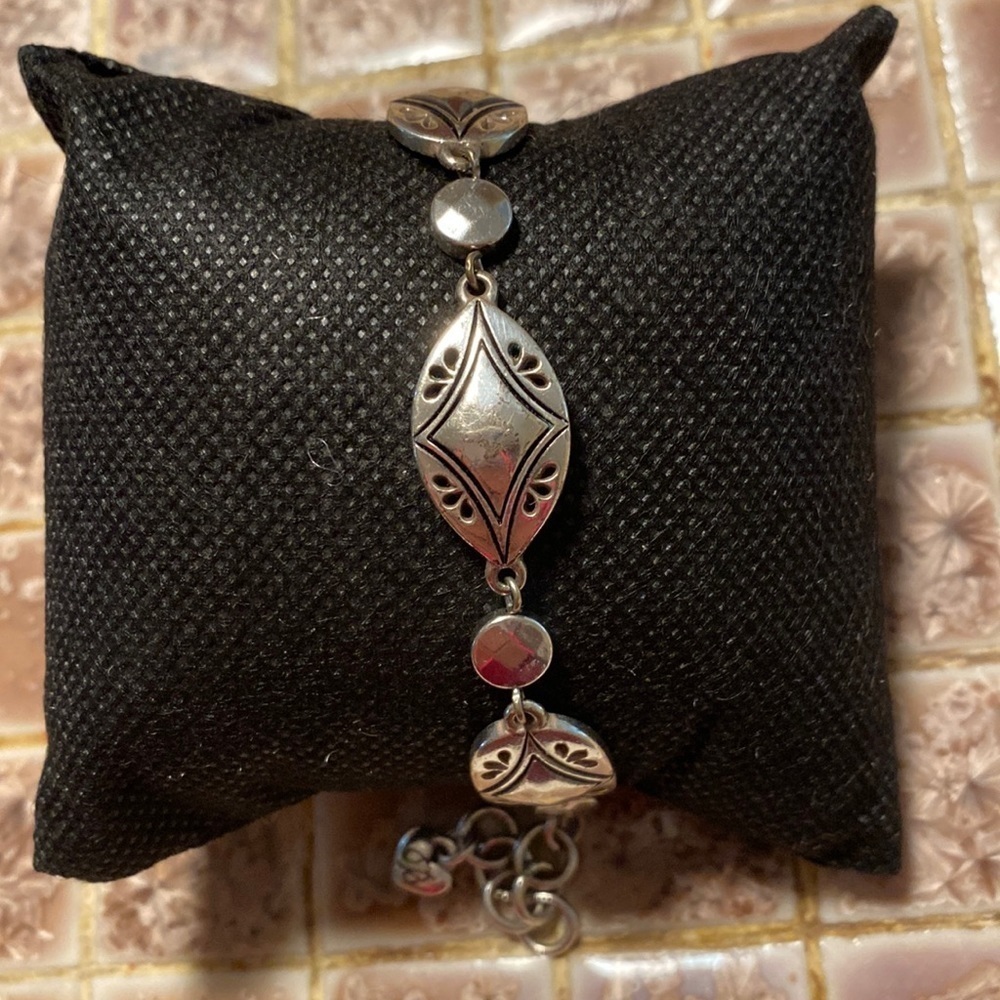 BRIGHTON silver etched swirls and hammered link bracelet